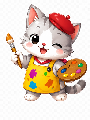 회색 미술 고양이