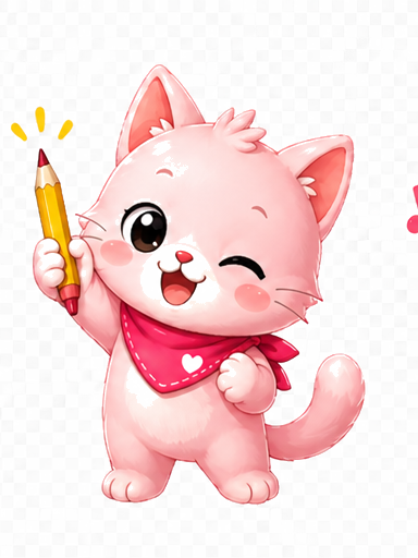 핑크 공부 고양이